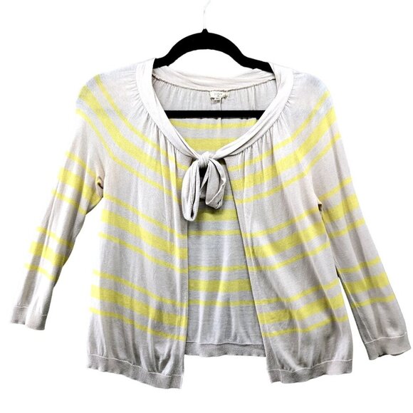 J. Crew Silk Blend Cardigan Womens XS Lightweight Spring Yellow Tie Front - Picture 1 of 8